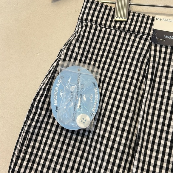 Westbound black white checkered Madison Ave capri pants Size 6 New - Picture 5 of 8